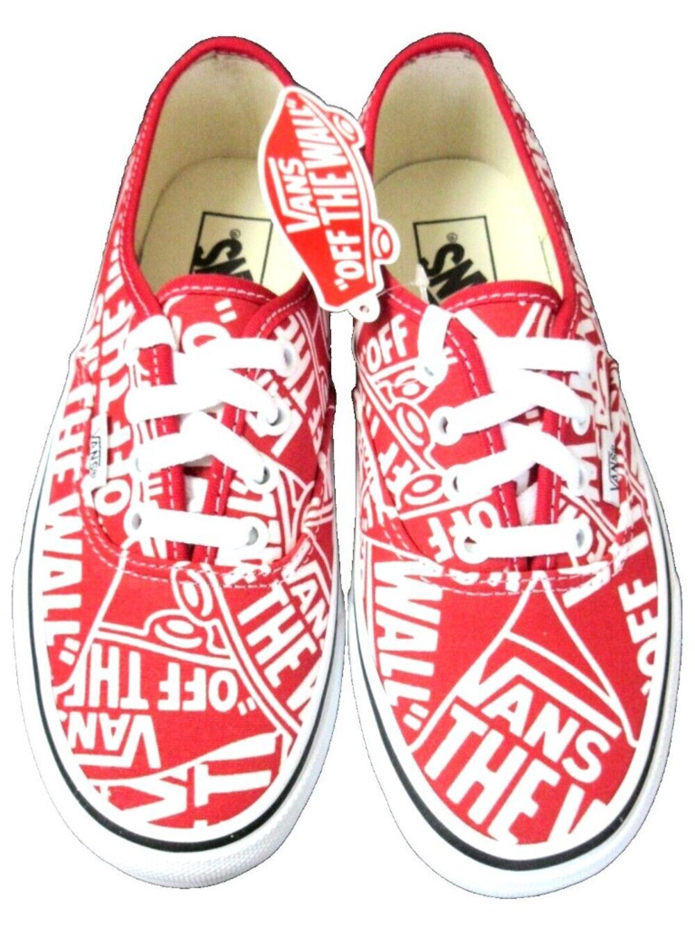 Vans Women's Authentic Off The Wall Repeat Canvas Red White shoes Size 6.5 NIB